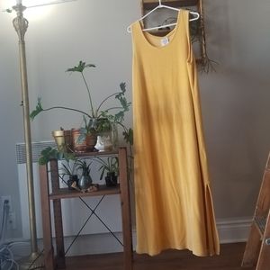 Vintage Terry Cloth Towel Beach Cover Up Yellow Made in Canada OS Maxi Dress